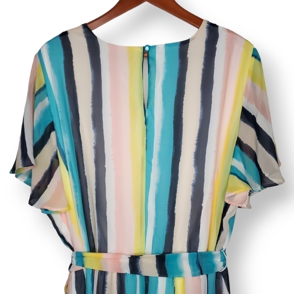 Lane Bryant Multi Color Stripe Surplice Midi Dress Plus Size 22/24 - Picture 8 of 11
